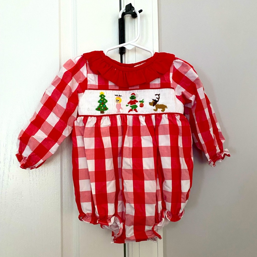 Smockingbird The Grinch Who Stole Christmas Bubble -18 Mos